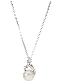 Smart Jewel Kette mit Anhänger Anhänger mit Zirkonia und Süßwasser-Perle, Silber 925