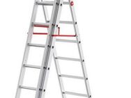 Hailo Anlegeleiter S100 ProfiLOT, Aluminium Kombileiter 3-teilig 2x9 + 1x8 Sprossen