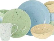 CreaTable Kombiservice Confetti, Kombi-Service 16-tlg. (16-tlg), 4 Personen, Steinzeug, Unregelmäßige bunte Punkte, Gute Laune Geschirr, Frisch, Freundlich