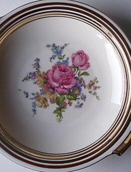 JPM Porzellan Griff-Schale Gebäckteller Teller Gebäckschale Blumen Gold Retro Vintage 7,- - Flensburg