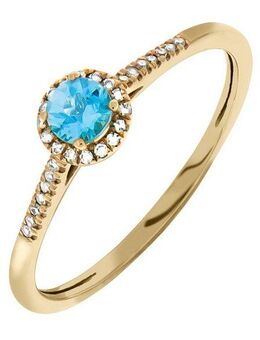 Firetti Diamantring Schmuck Geschenk Gold 375 Damenring Goldring Farbstein Edelstein Topas, mit Blautopas (behandelt) - mit Diamanten