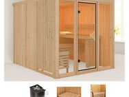 welltime Sauna Artja, BxTxH: 216 x 234 x 198 cm, 68 mm, (Set) naturbelassen, mit Ofen 9 kW int. Steuerung