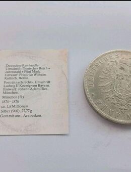 Deutsches Kaiserreich 5 Mark Ludwig II. 1876 - Aresing