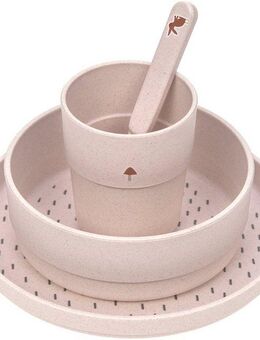 LÄSSIG Kindergeschirr-Set Little Forest, Hase (4-tlg), 1 Personen, Polypropylen, Zellulose, mit Teller, Schale, Becher und Löffel