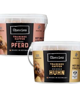 Chewies Monoprotein Trainingshappen - Mixpaket: 4 x 300 g (2 Sorten)