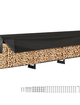 Kaminholzregal Metall 386 x 36 x 117 cm Brennholzregal Stahlrahmen pulverbeschichtet Kaminholzunterstand 400 kg mit wasserdichter Abdeckung - Wuppertal