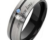 Damenring Titanring DT133 schwarz / Zirkonia blau - Aholming
