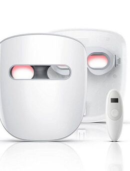 TensCare Gesichtsmassagegerät Glowmask Gesichtsmakse mit LED, 5-tlg., LED Maske inkl. Fernbedienung, USB-Ladekabel und Reisetasche, Drei Lichtarten für gezielte Hautpflege