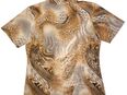 Bluse Top Shirt L-XL/ 40-42 Viskose Beige-Braun Goldstreifen in 23552