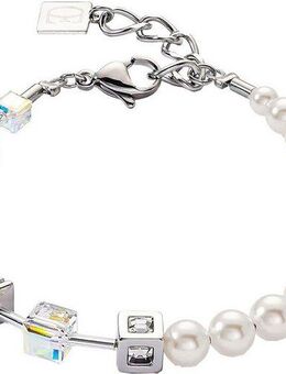 COEUR DE LION Armband Schmuck Edelstahl GeoCUBE® Precious Fusion Pearls Würfelkette, Made in Germany - mit Schmucksteinen - mit Swarovski® Perle