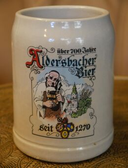 Bierkrug Keramik , 0,5Liter , Über 700 Jahre Aldersbacher Bier - seit 1270 , Bayern , Höhe 13cm , K328 - Görlitz