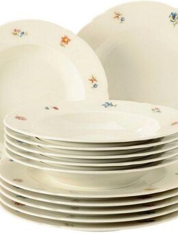 Seltmann Weiden Tafelservice Teller Set, Geschirr-Set Marieluise (12-tlg), 6 Personen, Porzellan, Speiseteller, Suppenteller Made in Germany, 12 Teile, für 6 Personen