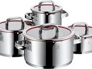 WMF Topf-Set Function 4, Cromargan® Edelstahl Rostfrei 18/10 (Set, 8-tlg), wärmereduzierende Griffe, mit 4 Abgießfunktionen, Innenskalierung