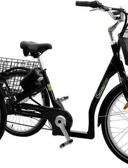 SachsenRad E-Bike Lastenrad T3A, 7 Gang Shimano Shimano 7-Gang-Kettenschaltung Schaltwerk, Kettenschaltung, Frontmotor, 470 Wh, (LED-Frontlicht, Alarmrücklicht mit Bremslicht, Ledersattel, 3-Räder), Lastenkorb, Lenkerkorb, LCD-Steuer- display,...