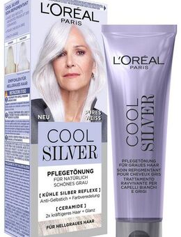 L'ORÉAL PARIS Coloration L'Oréal Paris Cool Silver Pflegetönung, Natürlich wirkender Silberglanz für graues Haar, mit Anti-Gelbstich.