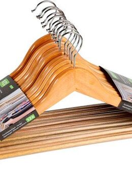 KESPER® Kleiderbügel Formkleiderbügel, 12er Set, FSC, (Set, 12-tlg), mit rutschfestem Hosensteg und praktischen Rockkerben