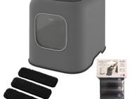 Rotho MyPet Katzentoilette BIALA - Sparset: Katzentoilette anthrazit + 3 x Aktivkohlefilter + 4 x Hygienebeutel