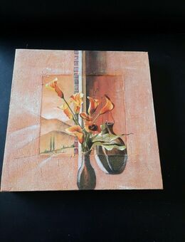 Deko Bild gemalt auf Leinwand-  30x30cm Blumen - Essen