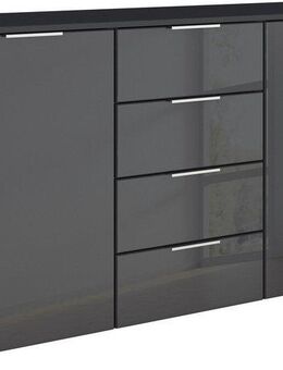 rauch Kombikommode Sideboard Kombikommode Schubladenkommode AGORDO mit Glasfront (in zwei Griff-Farben, Breite 120 cm), vier große Schubladen, mit insgesamt 4 Einlegeböden MADE IN GERMANY