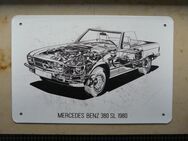 Metallschild / Blechschild – MERCEDES BENZ 380 SL von 1980 - Leverkusen