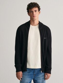 Gant Strickjacke COTTON PIQUE ZIP CARDIGAN mit Logostickerei auf der Brust