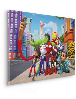 Komar Leinwandbild Spidey and His Amazing Friends Selfie - Größe 90 x 60 cm, Comic, Serien (1 St), Keilrahmenbild mit Echtholzrahmen, Kinderzimmer