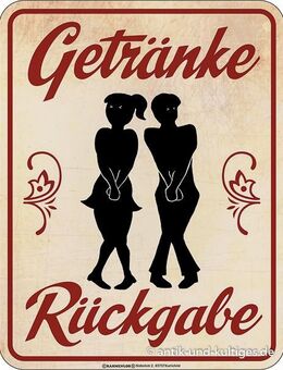 Lustiges Blechschild Getränke Rückgabe Bar Kneipe Gaststätte - Hamburg