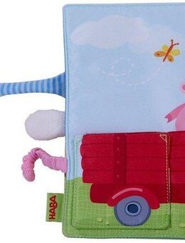 Haba Greifspielzeug Stoffbuch Bauernhof, mit Kuh-Fingerpuppe