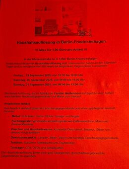 Friedrichshagen !!!! Trödelmarkt,Haushaltsauflösung - Berlin