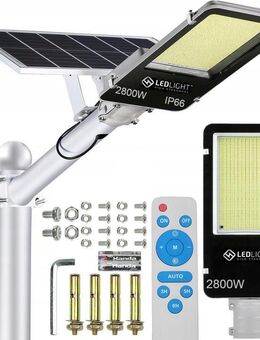 Solar LED Straßenlaterne – 2800W, Dämmerungssensor, Fernbedienung - Wuppertal