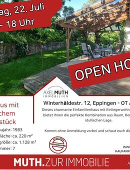 OPEN HOUSE am 22.07.2025 von 17:00h-18:00h Landhaus mit idyllischem, blickgeschützten Grundstück. - Eppingen