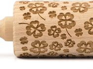 folkroll Teigroller 3D-Motiv-Teigrolle Buchenholz, Kleeblatt
