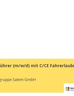 Baugeräteführer (m/w/d) mit C/CE Fahrerlaubnis - Stockach