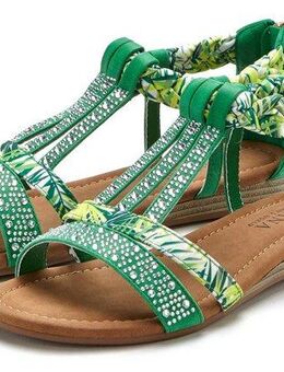 LASCANA Sommerschuh, Sandalette, Sandale mit Verzierung und kleinem Keilabsatz im Festival-Look VEGAN