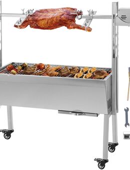 Spanferkel Lammbräter elektrischer Drehspieß 88 x 44 cm Grill BBQ Set Faltbarer Edelstahl-Holzkohlegrill Grillwagen Outdoor Camping Garten BBQ - Wuppertal