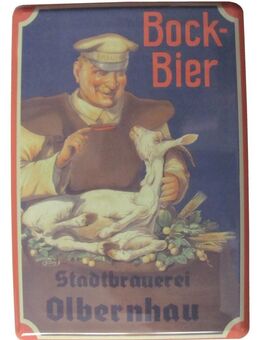 Stadtbrauerei Olbernhau - Bockbier - Blechpostkarte mit Umschlag - Doberschütz