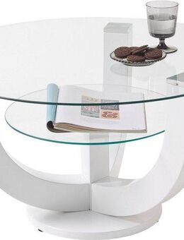 Stolkom Sp.z.o.o. Couchtisch Denver, TOPSELLER! (Couchtisch, OTTOs Choice), rund mit Glas, Tisch -Gestell weiß hochglanz