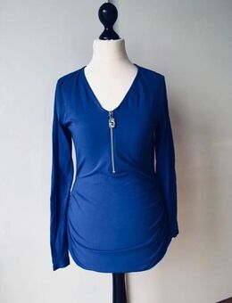 NEU * Modern * ausgefallen * Langarm * Longsleeve * Bodycon * Long * T- Shirt mit Silber * Zipper "MICHAEL KORS" MK * Original * Gr. 36- 38/ S * royal- königs- mittel- blau * * - Riedlingen
