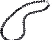 Kingka Perlenkette Schmuck Geschenk Edelstahl Halsschmuck Halskette, OLN-682SBK-AGTQ, mit Obsidian - mit Muschelperle