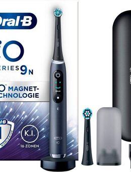 Oral-B Elektrische Zahnbürste iO 9, Aufsteckbürsten: 2 St., mit Magnet-Technologie, 7 Putzmodi, Farbdisplay & Lade-Reiseetui