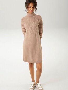 Aniston CASUAL Strickkleid mit Zopfmuster im Oberteil und den langen Ärmeln