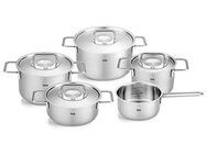 Fissler Topf-Set Fissler Pure Collection, Edelstahl 18/10 (Set, 5-tlg., Kochtopf 16/20/24 + Bratentopf 20cm + Stielkasserolle 16cm oD), Made in Germany