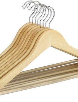 WENKO Kleiderbügel Modell Eco, (Set, 8-tlg), für Garderobe & Kleiderschrank, mit Hosensteg & Rockeinkerbung, Holz