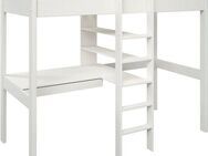 Lüttenhütt Hochbett Stockbett, Kinderbett, "ROBIN " FSC® zertifiziertes Massivholz mit Schreibtisch und Regalen