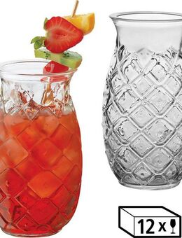 LIBBEY Cocktailglas Libbey Trinkglas, 12er Set -TIKI- im Ananas-Design, Glas, 502 ml, hochwertig verarbeitet, im modernen Design
