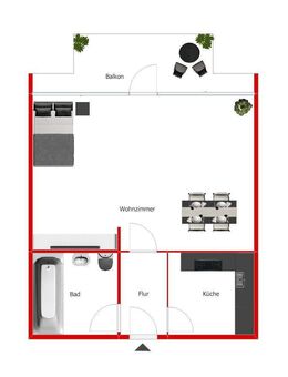 Helle 1-Zimmer-Wohnung mit schönem Stadtblick - Weiterstadt