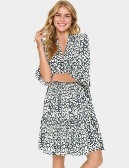 Saint Tropez Blusenkleid EdaSZ Dress Sommerkleid, Tunikakleid mit Volant und 3/4 Ärmel