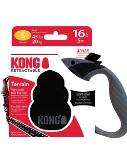 KONG Terrain Einziehbare Leine Schwarz - Größe S: bis 20 kg, Gurt-Länge ca. 5 m