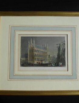 Stahlstich Das Rathaus zu Löwen Belgien Holz Bilderrahmen gold 27 x 31 cm, 29,- - Flensburg