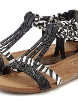 LASCANA Sommerschuh, Sandalette, Sandale mit Verzierung und kleinem Keilabsatz im Festival-Look VEGAN